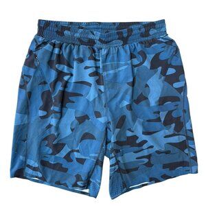 Zyia Athletic Shorts Mens Medium Active Blue Camo Lined Gym Training Stretch